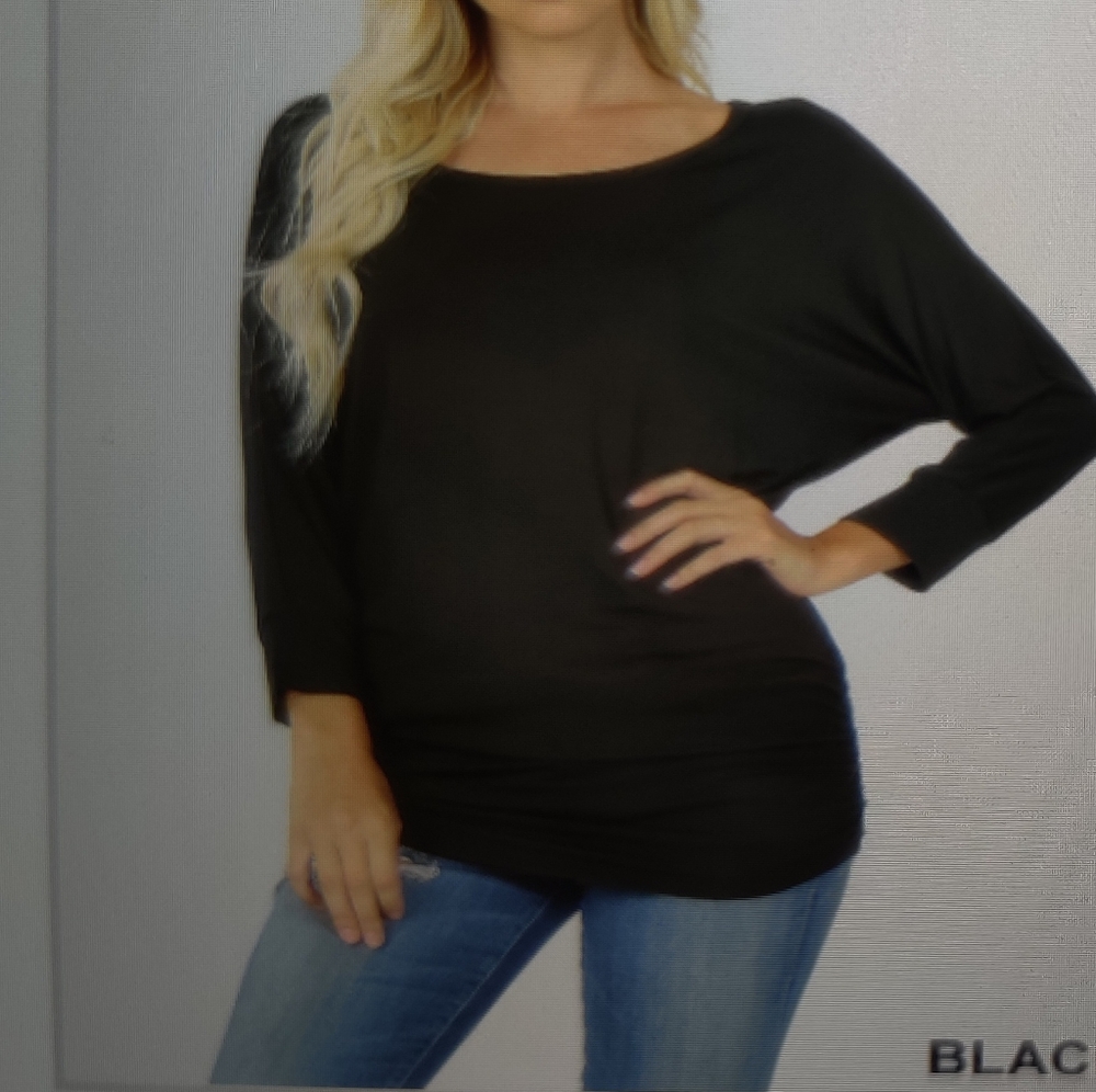 Luxe Rayon Dolman 3/4 sleeve black left!